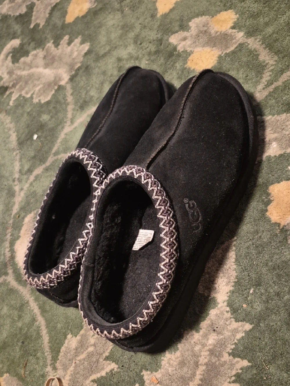 UGG Black Suede Shearling-Lined Cozy Mule Slippers